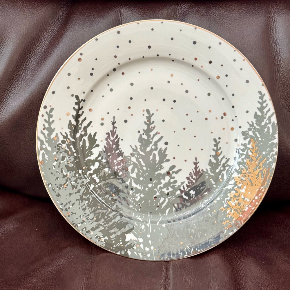 Grace Teaware Black & Grey Tree 10.5” Dinner Plate